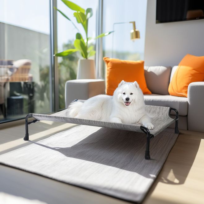 Veehoo Cooling Raised Dog Bed with Guardrail & Headrest image1