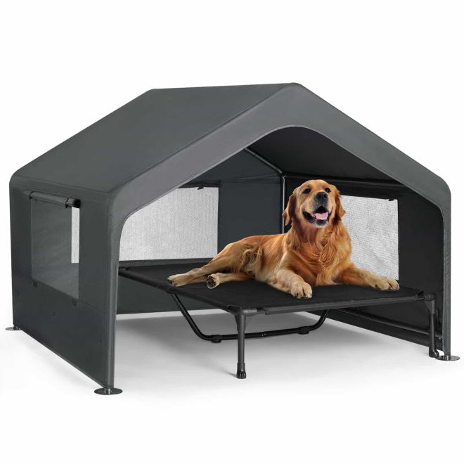 Veehoo Weatherproof Dog House with Elevated Bed image1