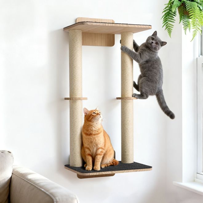 Veehoo Cat Wall Shelves with Scratcher Cat image1