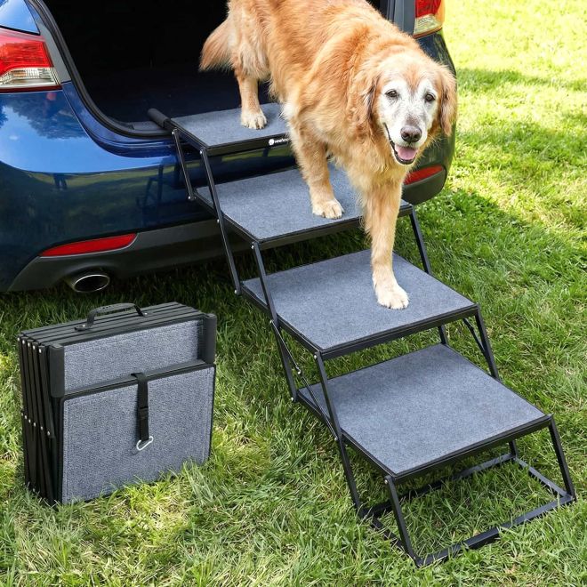 Veehoo Extra Wide Foldable Dog Stairs for Large Dogs Steps & Ramps image1