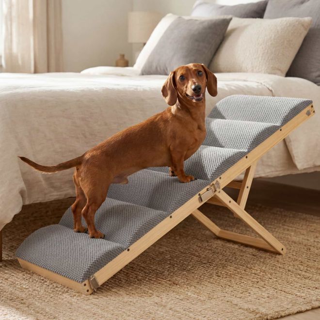 Veehoo Folding Wooden Dog Ramp for Bed & Couch Dog image1