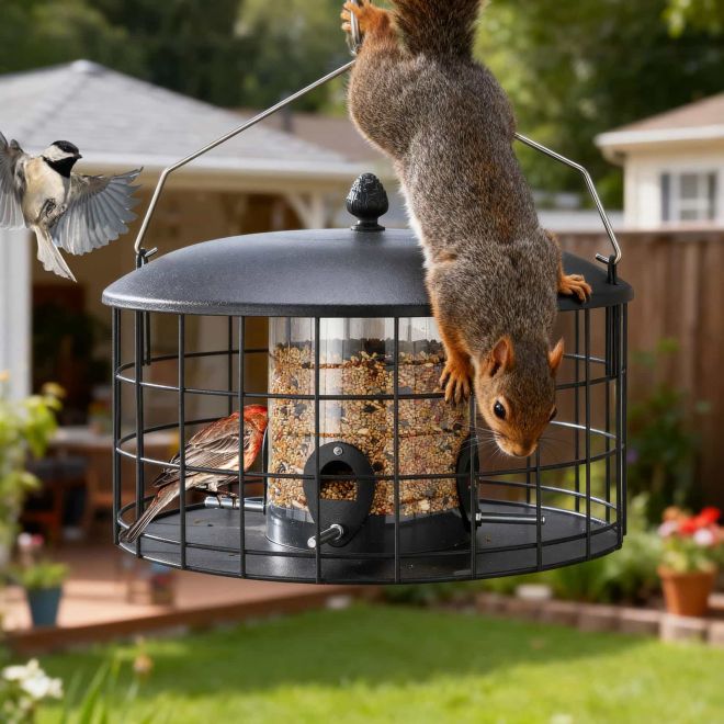 Veehoo Squirrel-Proof Metal Bird Feeder with Caged Design New Arrivals image1