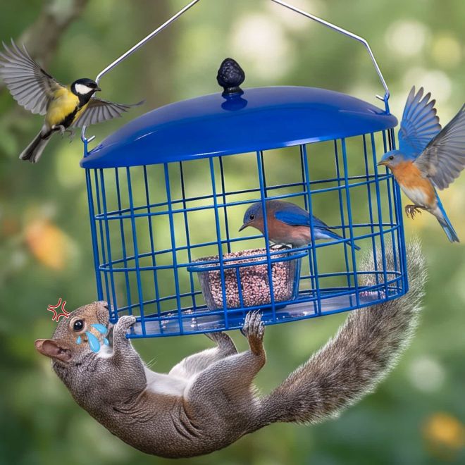 Veehoo Caged Bluebird Feeder with Squirrel-Proof Metal Design Bird image1