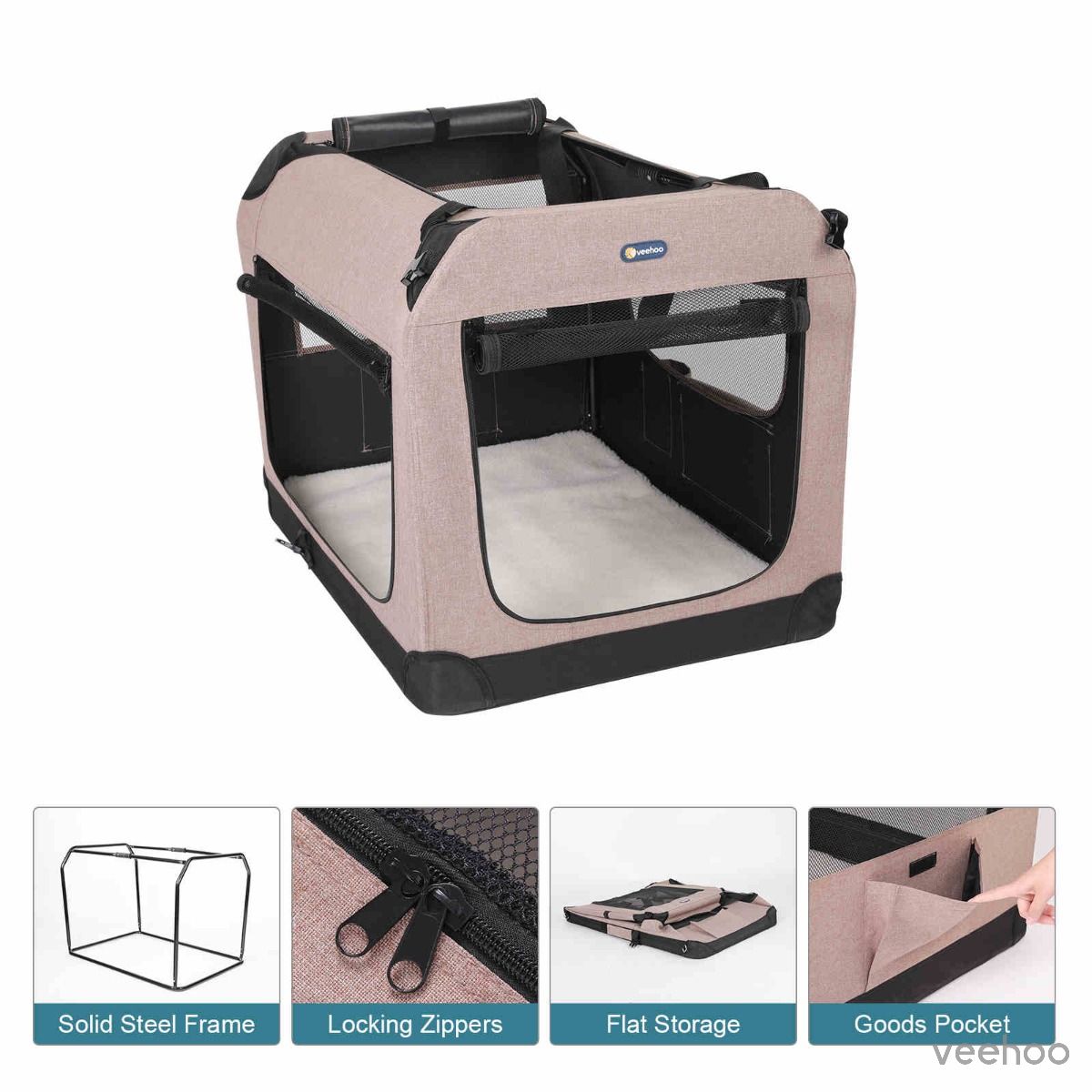 32 Inch Soft Sided Folding Crate Pet Carrier 